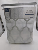 HOME MAISON GEOMETRIC WINDOW CURTAIN, 37X84 (2 PIECES), WHITE-SILVER - Brand New