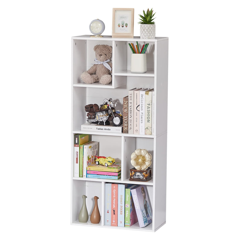 VECELO 42 INCH HIGH BOOKCASE, 4-TIER MODERN STORAGE CABINET - PEARL WHITE - Like New