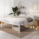 Novilla 18 Inch King Size Bed Frame with Headboard, White Metal Platform - Like New