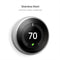 GOOGLE NEST LEARNING THERMOSTAT 3RD GEN SMART A0013 - STAINLESS STEEL - Like New
