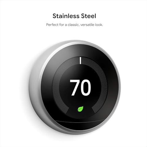 GOOGLE NEST LEARNING THERMOSTAT 3RD GEN SMART A0013 - STAINLESS STEEL - Like New