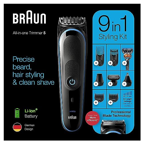 BRAUN HAIR CLIPPERS FOR MEN 9-IN-1 BEARD, EAR AND NOSE TRIMMER HC-0630 - BLUE - Like New