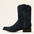 ARIAT MEN YELLOWSTONE MIDNIGHT RANCHER WESTERN BOOT SIZE 11 OILED NAVY ROUGHOUT - Like New