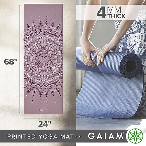 Gaiam Print Yoga Mat, Non Slip Exercise & Fitness Mat - Here & Now Dusty Rose - Like New