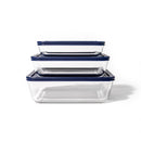 DURA LIVING|6-PIECE GLASS FOOD STORAGE CONTAINERS, RECTANGULAR, DLG18028NEW - Brand New
