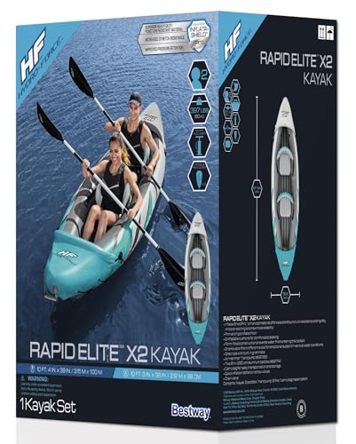 BESTWAY HYDROFORCE 2 RAPID ELITE INFLATABLE KAYAK 65142E- GREY/LIGHT BLUE Like New