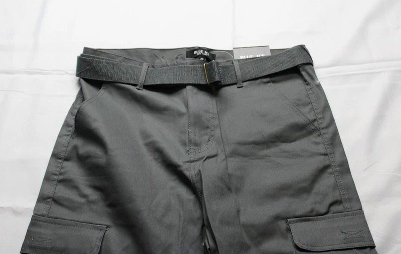 RUGGED TRAIL MEN'S CARGO 4-WAY STRETCH BELTED SHORTS - SIZE: MEN 34 - GRAY - Like New