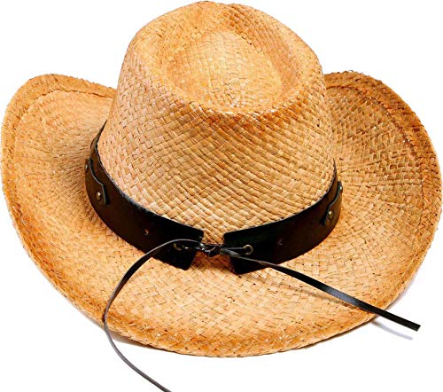 MC180206000003 LIVINGSTON MEN & WOMEN'S COWBOY HAT WOVEN STRAW - BEIGE/BROWN - Brand New