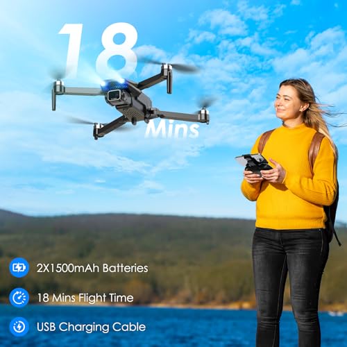 LNNKINE DRONE 1080P FPV DRONE WITH 2 BATTERIES, FOLDABLE MINI - BLACK - Like New