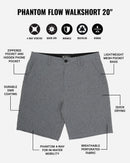 HURLEY PHANTOM FLOW WALKSHORT 20" - SIZE: MEN 33 - BLACK HEATHER - Brand New