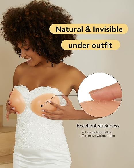 Niidor Adhesive Bra Strapless Sticky Invisible Push up Silicone Bra - Cream Like New