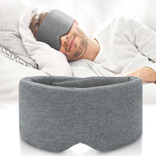 FRESHME COTTON SLEEP EYE MASK FOR MEN - UPGRADE DESIGN BLACKOUT - GRAY - Brand New
