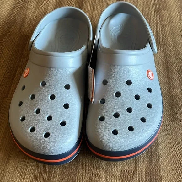 CROCS MEN’S CROCBAND CLOG 11016-01U CROCS SANDALS. - SIZE: MEN 10 - GRAY - Brand New
