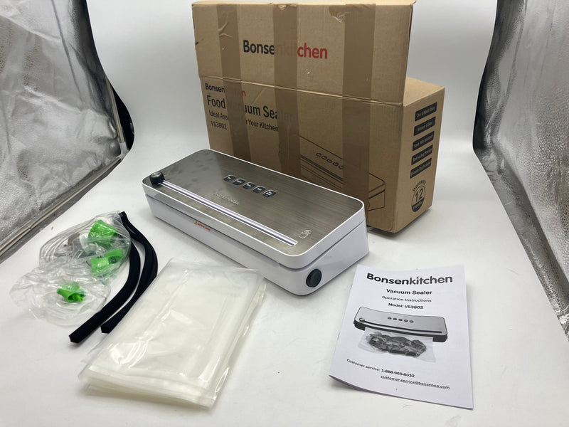 BONSENKITCHEN FOOD VACUUM SEALER VS3802-W - STAINLESS STEEL/WHITE Like New