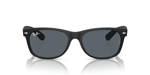 RayBan RB2132 New Wayfarer Square Rubber Black Blue Size 55 - Like New