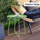 ECOMEX Patio Side Table Waterproof Round Metal - Green - Brand New