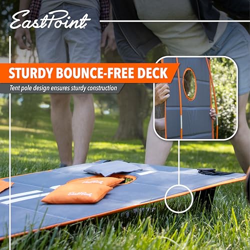 EASTPOINT 2’X3’ ULTRA-PORTABLE CORNHOLE SET WITH 8 BEAN BAGS - ORANGE/BLACK - Like New