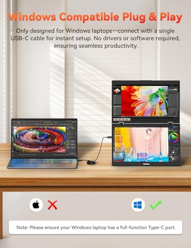 HOTYEAH TRIPLE LAPTOP SCREEN EXTENDER 15.6" FOLDING PORTABLE USB C - BLACK - Like New