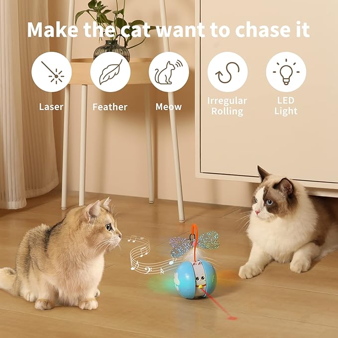 VEPNANLINE CAT TOYS FOR INDOOR CATS AUTOMATIC INTERACTIVE CAT LASER - BLUE - Like New