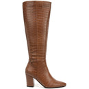 LIFESTRIDE WOMENS STRATFORD FAUX LEATHER WIDE CALF KNEE-HIGH SIZE: 8.5 - WALNUT - Brand New