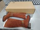 CLARKS WOMEN'S MAYE SHINE RIDING BOOTS - SIZE: WOMEN 7 - DARK TAN SUEDE - Like New