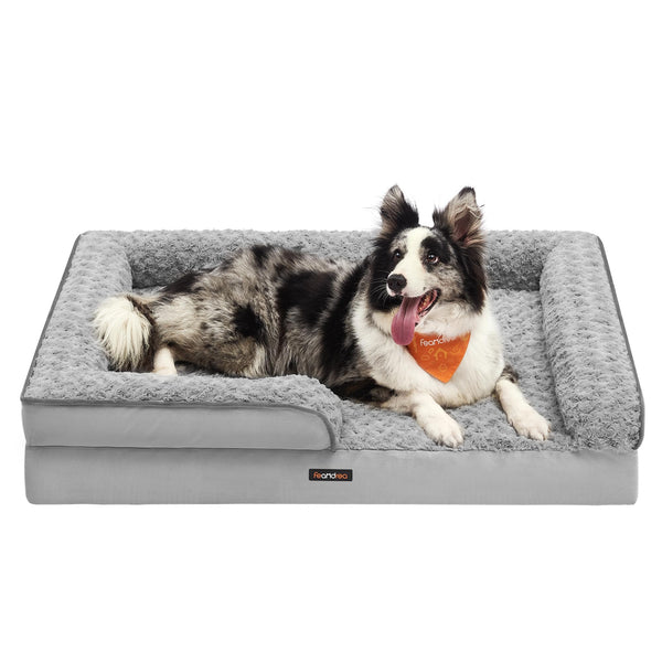 FEANDREA ORTHOPEDIC DOG BED MEMORY FOAM DOG BED SOFA PET COUCH - DOVE GREY - Brand New