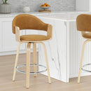 ARMEN LIVING DAXTON MID-CENTURY SWIVEL BAR STOOL - SINGLE  - CAMEL/ OAK - Brand New