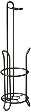 Simple Black Metal Heavy Duty Toilet Paper Holder Dispensing Top Home Basics - Brand New