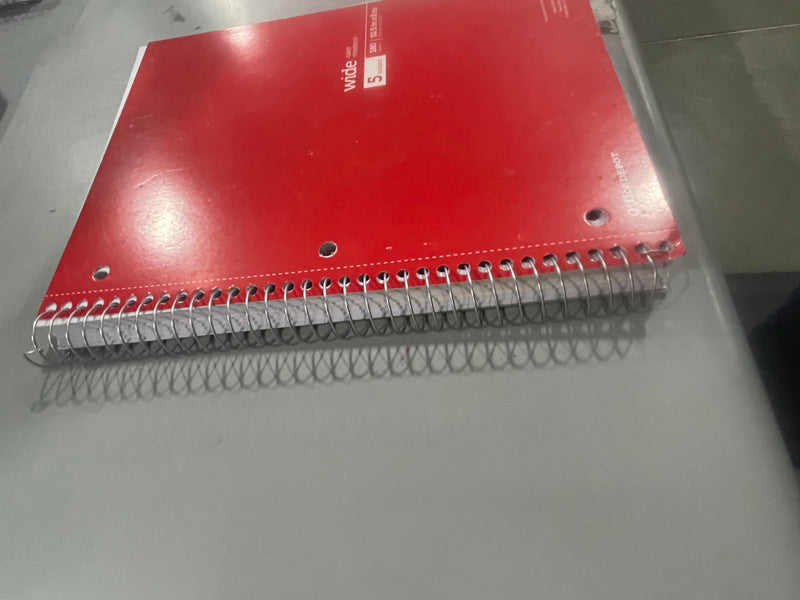 OFFICE DEPOT WIREBOUND NOTEBOOK 8" X 10-1/2", 5 WIDE RULED, 180 SHEETS - RED - Brand New