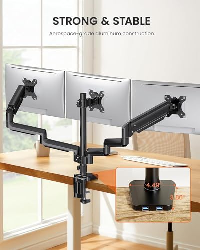 ERGEAR TRIPLE MONITOR MOUNT HOLDER EGTS5B - BLACK - Like New