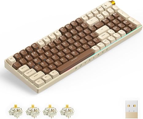 ROYALAXE R100 Mechanical Keyboard Gateron G Pro 3.0 Yellow Switch - Lava Brown Like New