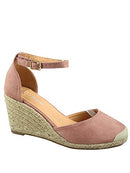 FZ-Palin-14 Women's Wedge Heel Strap Sandal Shoes - Size 7.5 -Blush - Brand New