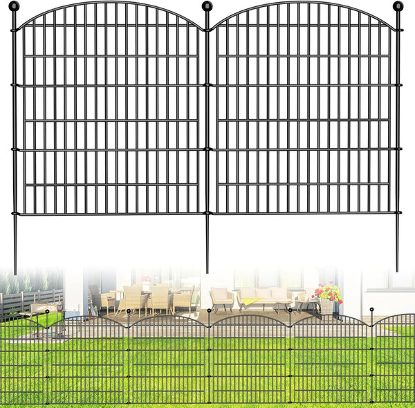 BILIBOMPA 10 PANELS DECORATIVE GARDEN FENCE - 32 IN (H) X 26 FT (L) - BLACK - Like New