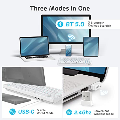 RK ROYAL KLUDGE RK89 85% Triple Mode BT5.0/2.4G/USB-C Hot Swappable Blue Switch - Like New