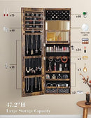 Nicetree 47.2" H LED Full Length Mirror Jewelry Cabinet, Rustic Brown - Brand New