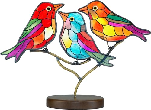 KYWYOYOU Stained Glass Birds on Branch, Stained Glass Birds on Branch -COLORFUL Like New