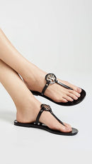 TORY BURCH WOMEN'S MINI MILLER FLIP FLOPS - SIZE: WOMEN 11.5 - PERFECT BLACK - Like New