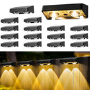 ESUNYD SOLAR FENCE LIGHTS OUTDOOR 16 PACK - BLACK - Like New