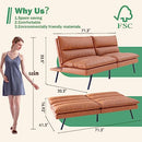 VYFIPT Futon Sofa Bed Couch 3” Memory Foam Faux Leather SF-BC534-CH - Brown - Like New