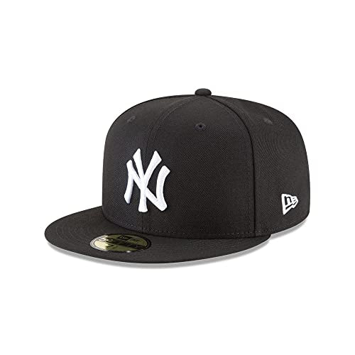 11591127 NEW ERA 59FIFTY NEW YORK YANKEES FITTED HAT MEN 8 BLACK/WHITE - Brand New