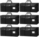 VISVEIL 6 Pack Heavy Duty Moving Bags Padded Wrap Around Handles - Black - Like New