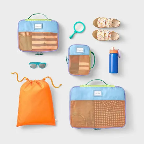 CAT & JACK KIDS' 4PC PACKING CUBE SET - RAINBOW - Like New