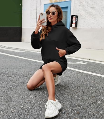 FKEEP WOMENS 2 PIECE SWEATSUIT OUTFITS HALF ZIP HOODIE (WOMEN M) - BLACK - Brand New