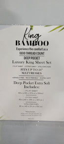 KING BAMBOO COMFORT BAMBOO 1800 THREAD COUNT 3 LINE EMBROIDERED (4PC) - SILVER - Like New