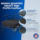 Roho Quadtro Select High Profile Cushion, ISOFLO Air Cells, 19" x 19" - Brand New
