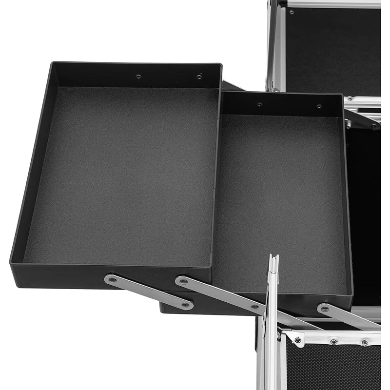 AOOCHU ROLLING MAKEUP TRAIN CASE TRAVEL MAKE UP CASE COSMETIC TRAIN CASE - BLACK - Like New