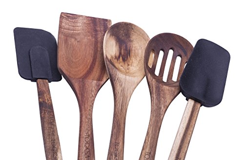 TOOKSA PREMIUM 5 PIECE ACACIA UTENSIL SET BLACK TKS-ACAUTENSIL-5P-BK - Like New