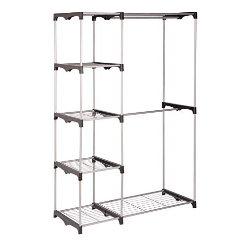 HONEY-CAN-DO WRD-02124 DOUBLE ROD FREESTANDING CLOSET 45L X 19W X 68H - CHROME - Like New