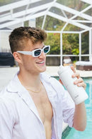 ELLO COOPER 18OZ KIDS STAINLESS STEEL WATER BOTTLE,2 LIDS CHUG AND STRAW -WHITE - Like New