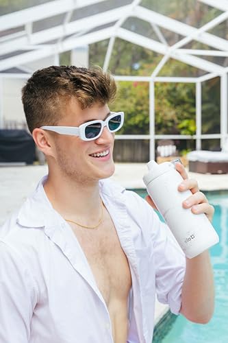 ELLO COOPER 18OZ KIDS STAINLESS STEEL WATER BOTTLE,2 LIDS CHUG AND STRAW -WHITE - Like New